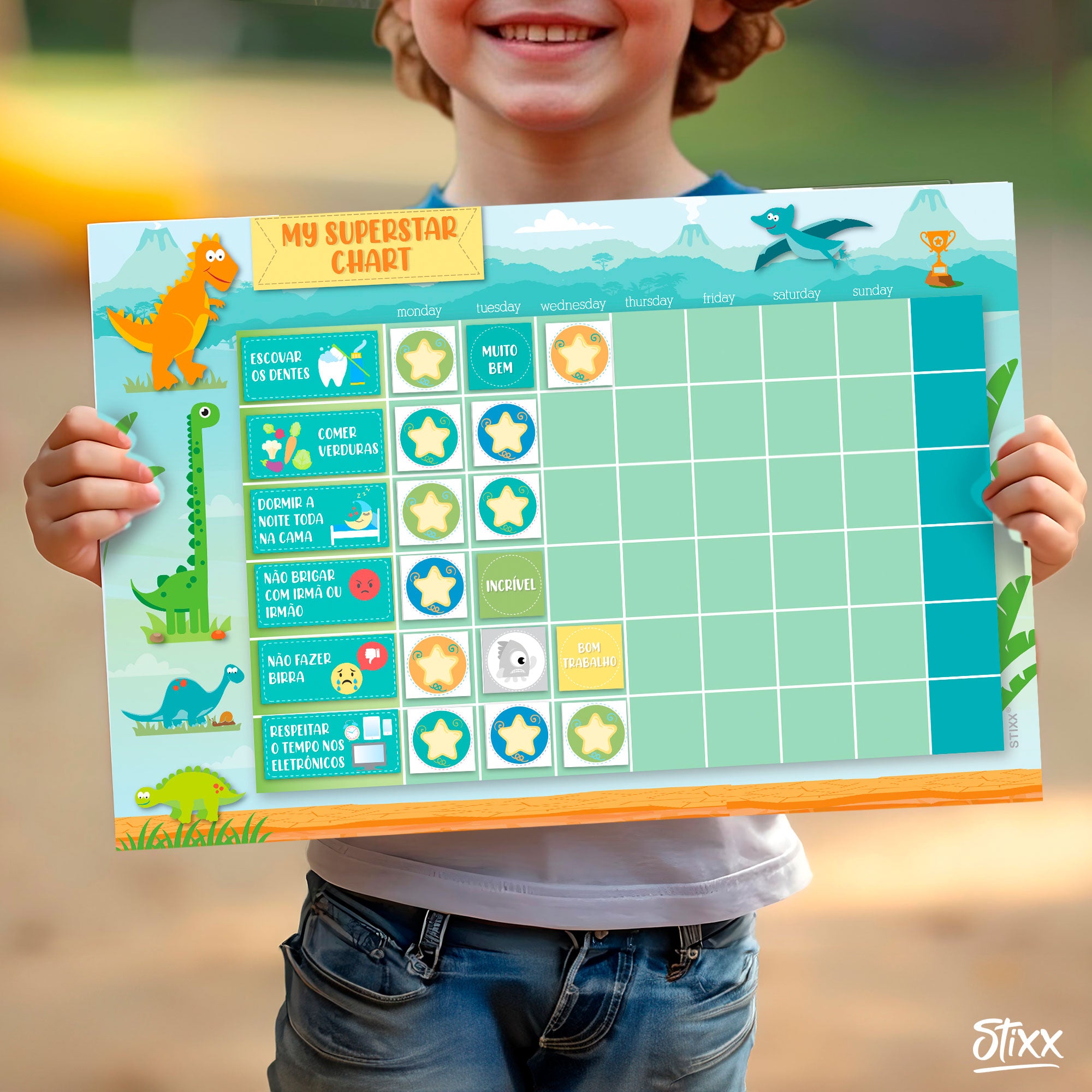 Printable Children´s Reward Chart  - DINOSAURS